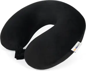 ravel Pillow 100% Pure Memory Foam Travel Neck Pillow, Airplane Pillow for Traveling、Car、Home、Office，Washable Cover（Black）