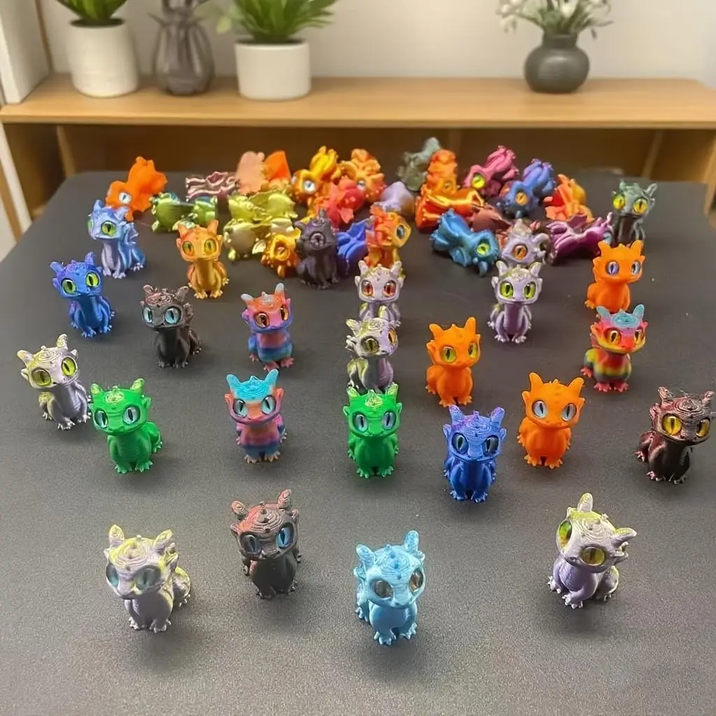 Cute Mini 3D Printed Dragon Decorative Ornament, Decoration Figure, Decor Figurine, Decorative Figurines, Decorative Figures, Colorful Fantasy Decoration Collectible Room Decor for Home Office Car, Perfect for Halloween Easter Christmas Birthday