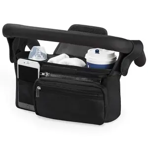 Universal Baby Stroller Organizer, Removable Cup Holder & Phone Pocket, Fits Uppababy, Newborn Baby Jogger, Bob, Essential Travel Accessory, Gifts