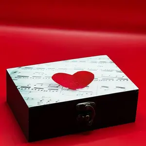 Chicago Custom Print Custom Memory Box - Love & Music Decorative Gift Container, Handcrafted Wooden Storage Box with Hinged Lid, Soft Felt Lining Organiser