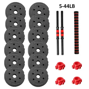 44LB Adjustable Dumbbell Set, 2-in-1 Convertible Barbell, Non-Slip Grip for Home Gym & Full-Body Workouts, Compact for Small Spaces