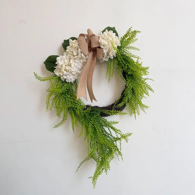 Farmhouse garden wreath, spring and summer embroidered flower ball aquatic grass wreath decoration, suitable for all seasons for indoor and outdoor use of farmhouse doors, wall-mounted artificial flower wreath