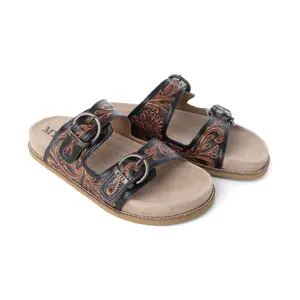 Canyon Ember Handtooled Leather Sandals In Bronzed Brown Footwear Women Summer Casual Walking Shoes