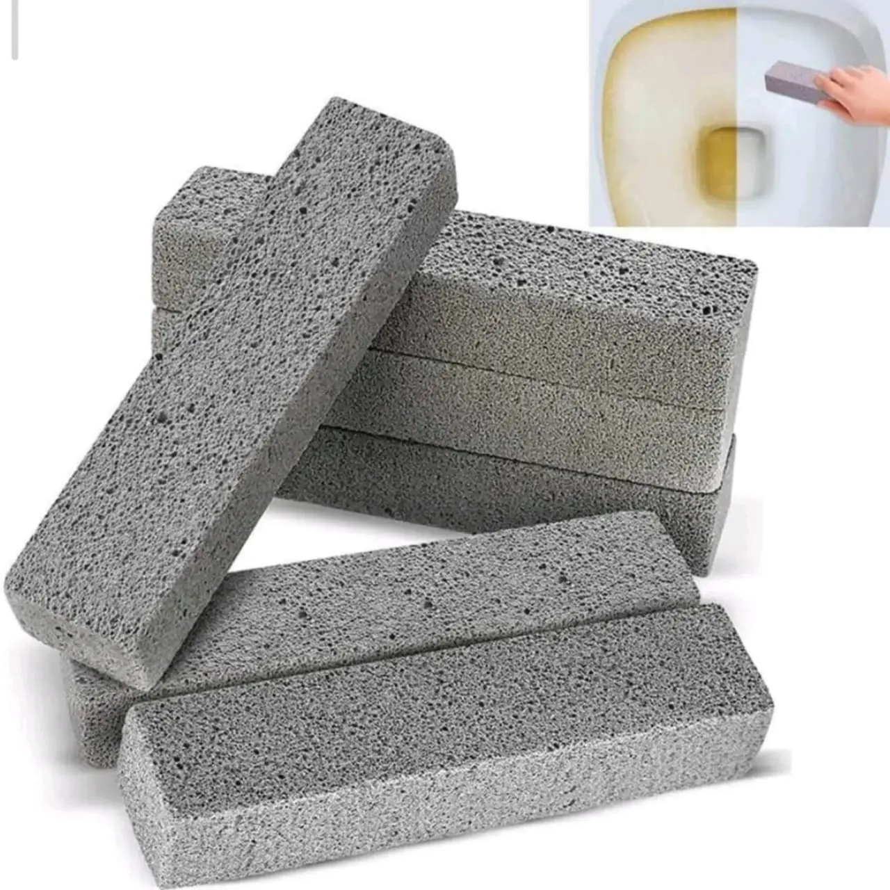 6Pack Pumice Stone for Toilet Cleaning Bowl Stick,Powerfully Cleans Hard Water Rings, Calcium Buildup & Stains, Suitable for Cleaning Toilet, Bathtubs, Kitchen Sink, Grill
