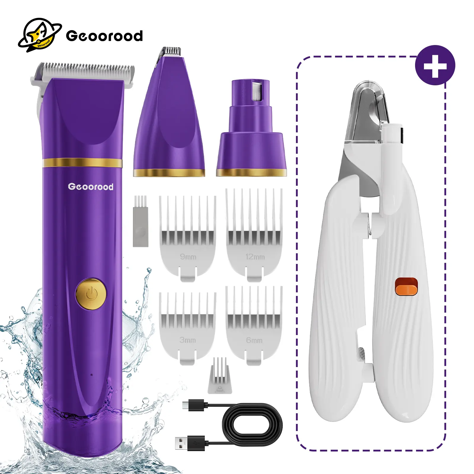【Geoorood】Dog Clippers Grooming Kit Hair Clipper-Low Noise Paw Trimmer- IPX7 Waterproof - Rechargeable - Cordless Quiet Nail Grinder Shaver for Cats and Other Pets #DealsforYouDays #SummerWins