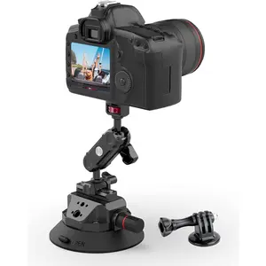 SC-02 Heavy-Duty Suction Cup Mount for Camera/Accessory (4.5"), Pump-actived Vacuum Camera Suction Cup Mount for Action Cameras w Quick Release NATO Magic Arm  Boat Windshield Window Mount