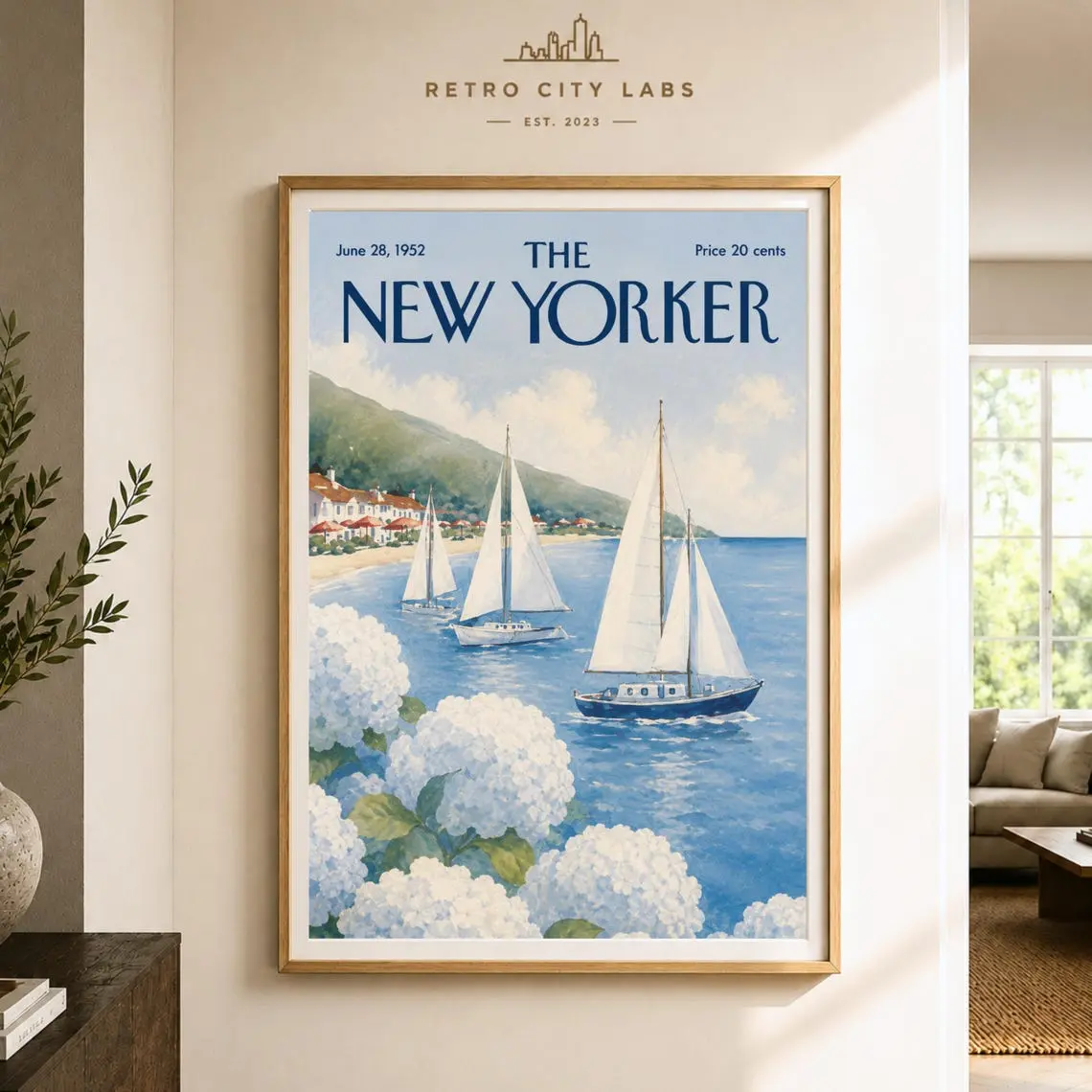 The New Yorker Poster Coastal Sailing Wall Art Print