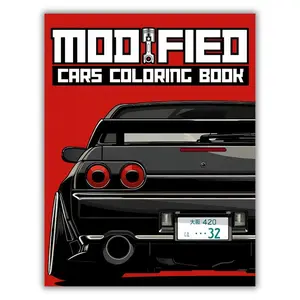 Modified Cars Coloring Book: JDM, Retro & Sport Car Illustrations for Adults and Kids Automotive Adventure Drawing