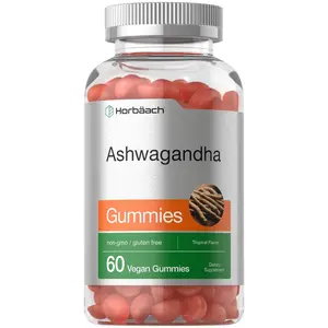 Horbäach Ashwagandha Gummies for Women and Men | 60 Count | Vegan, Non-GMO, Gluten Free Supplement | Tropical Flavor