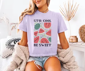 Comfort Colors Watermelon Crop Top Boho Boxy Tee
