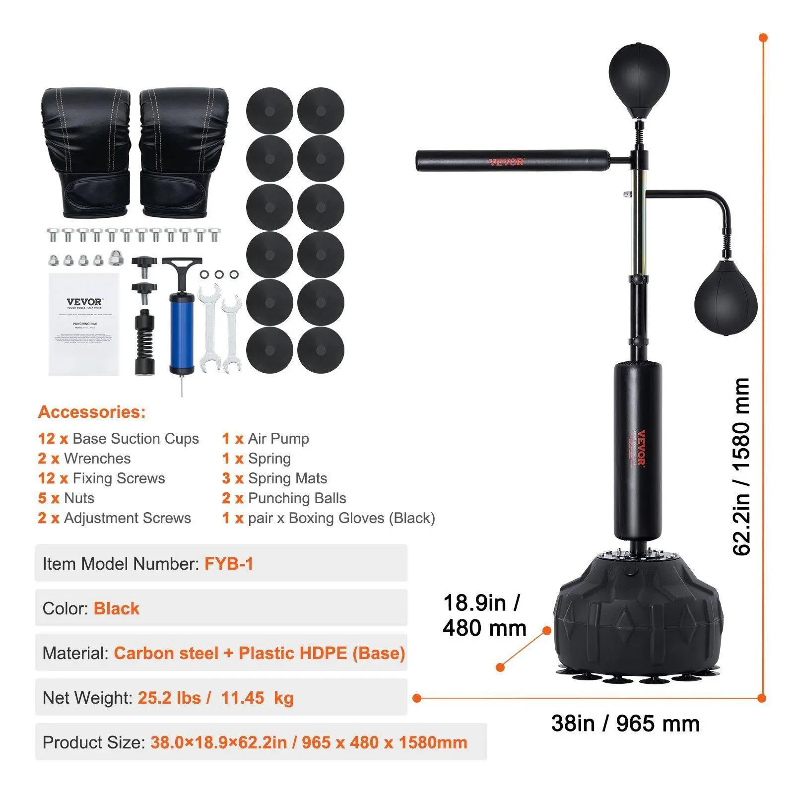 Combination - Base with 12 Suciton Cups - Black