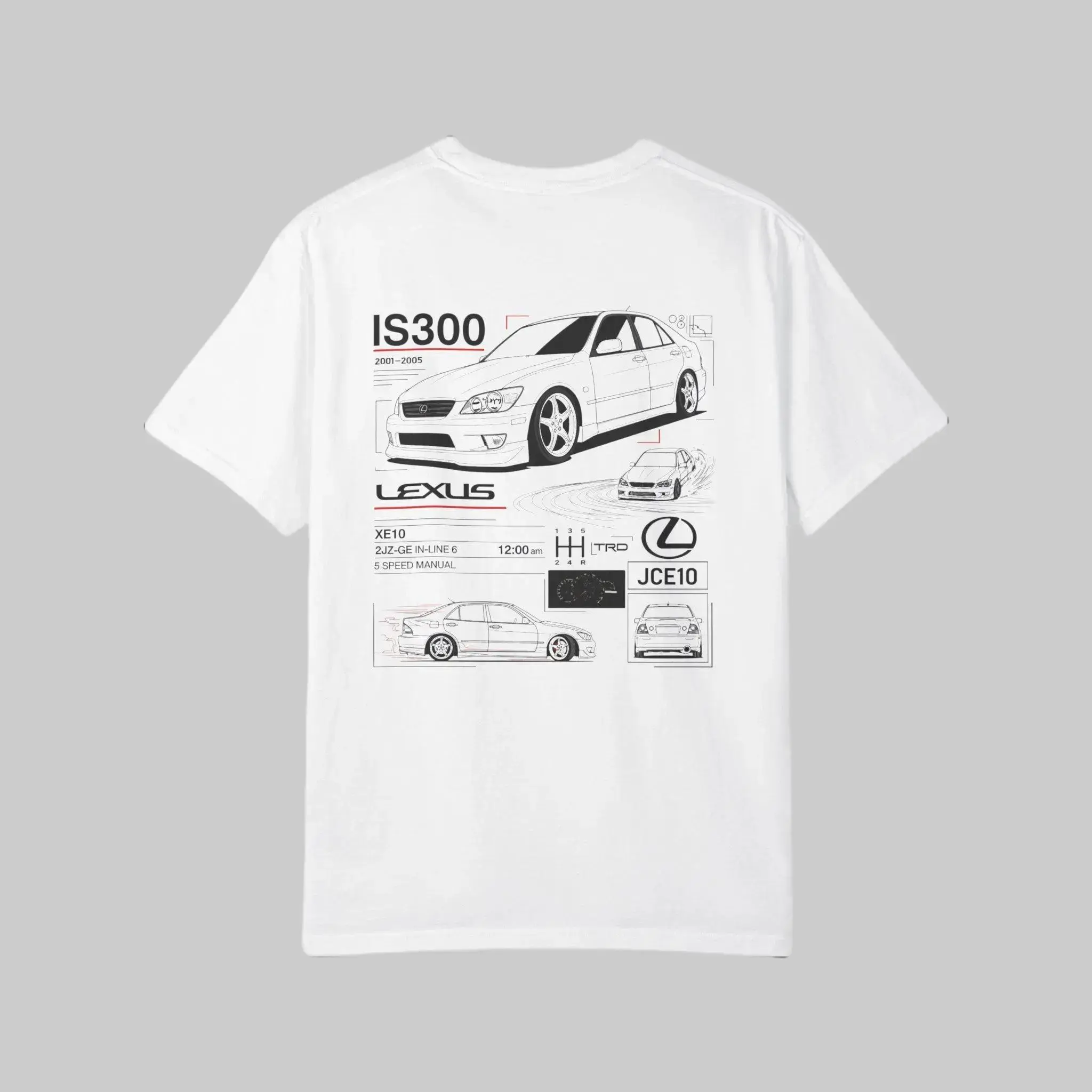 Lexus IS300 Graphic Tee Vintage Car Apparel T Shirt Sweatshirt Hoodie 2 Sided Gift for Car Lovers