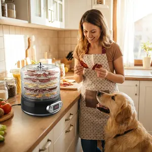 Food dehydrator, 5 BPA-free 11.4-inch trays, adjustable temperature control, suitable for making dried meat, herbs, fruits, vegetables and dry snacks