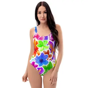 Multicolor Large Flowers One-Piece Swimsuit