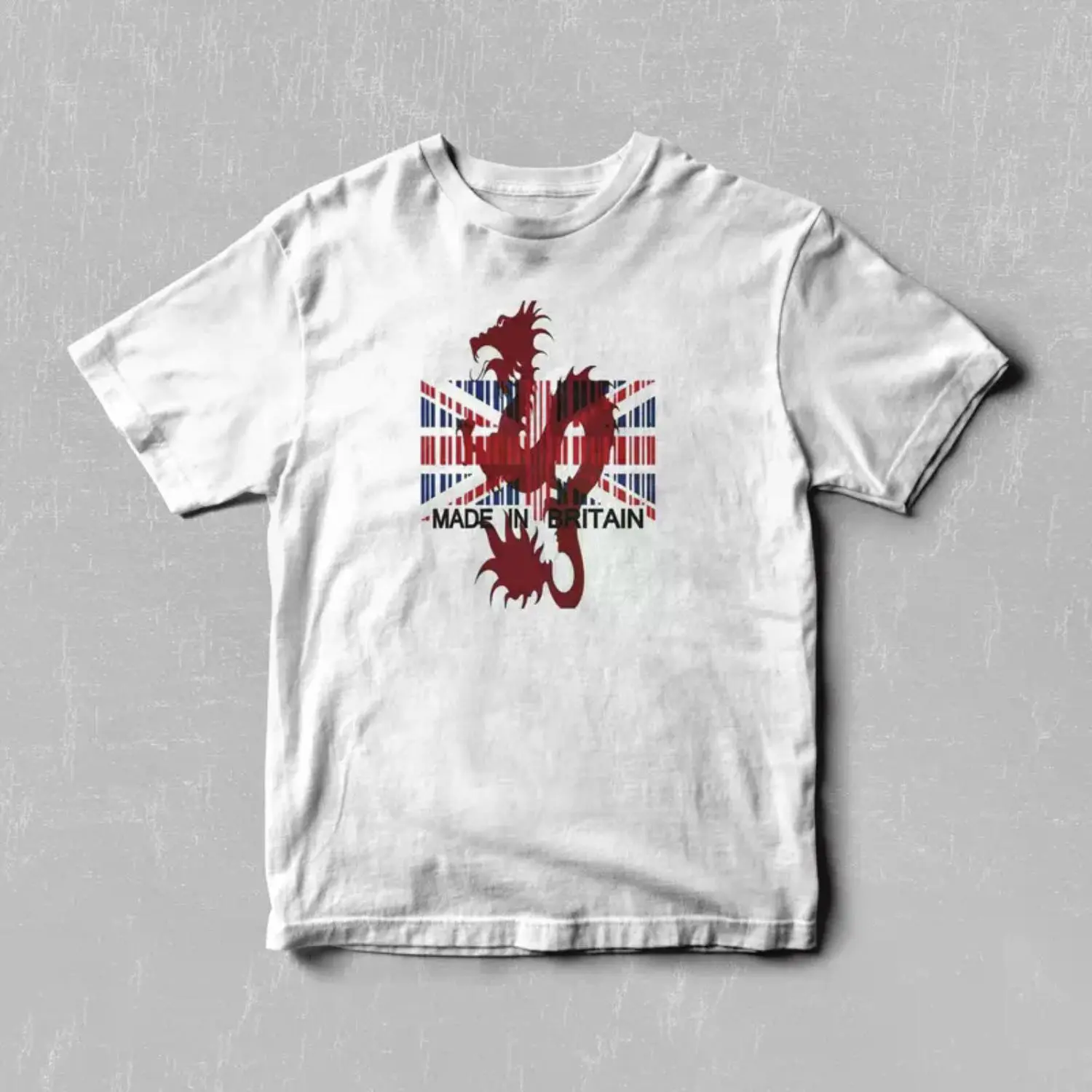 100% Cotton Vintage Britain Dragon Design Sports Top, Vintage T-Shirts with Drop Shoulder, Fashion, Machine Washable, All Seasons Sport & Outdoor Clothing, Graphic