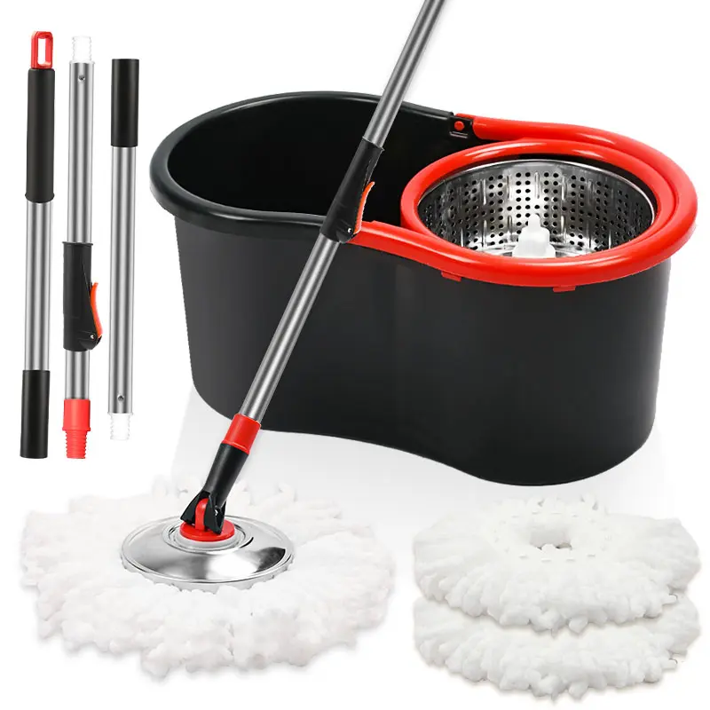 Multi-Functional Spin Mop and Bucket Combo - Self-Ring Spin Bucket Mop with Wringing System, Ultra-Absorbent, Adjustable-Extendable Pole, 2 Removable & Washable Microfiber Refills, Home Cleaning Tools, Mop And Bucket Combo Buckets