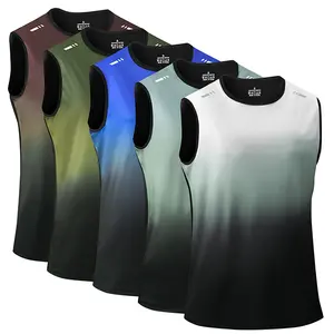 Men's 5pcs Tank Top Sports Running Fitness Outdoor Gradient Sleeveless Gym Wear