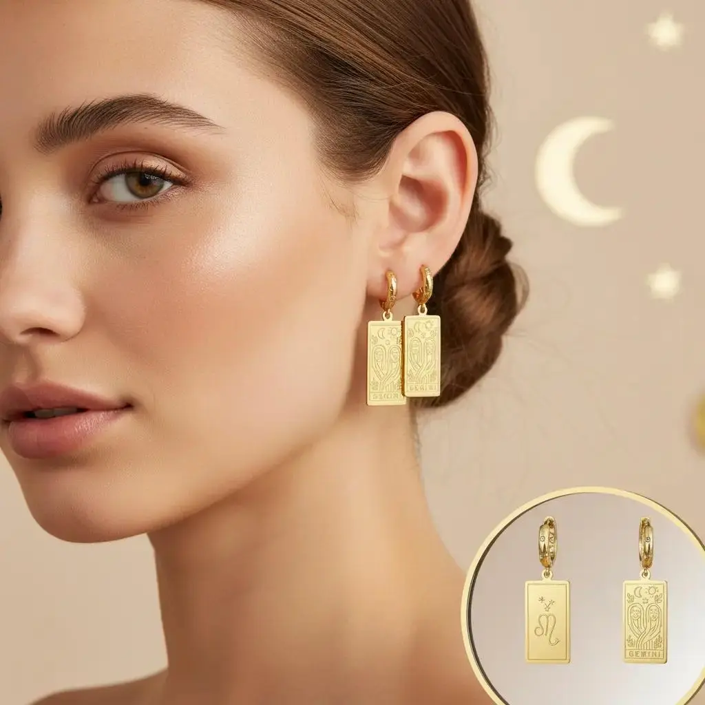 Women's Stainless Steel Zodiac Drop Earrings - Female Birthday Gift Option