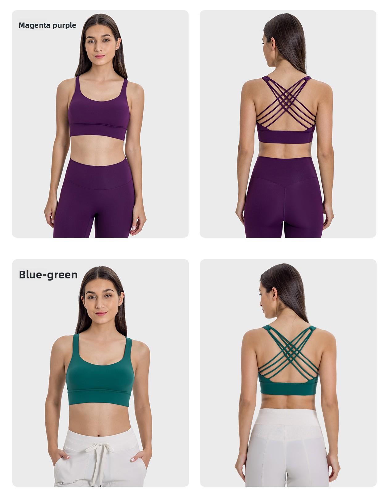 New Women's High-Impact Cross-Back Sports Bra, Shockproof Push-Up Support Fitness Bra