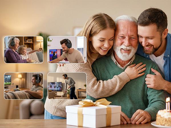 Dytole Wireless Headphones for TV, TV Headphones Wireless for Seniors, Versatile Charging Dock with Transmitter, Instant Audio Sync, 65-Hour Battery Life, Ideal Gift for Parents & Seniors