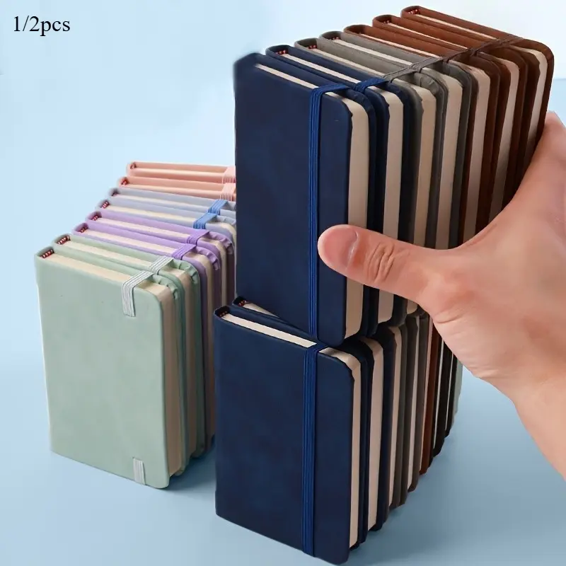 1/ 2pcs Portable Mini Journals with 100 Pages, Elastic Closure, Personal Organizers for Daily Writing, Journaling, and Idea Collection - Durable, High-Quality, and Stylish Accessories for Men and Women