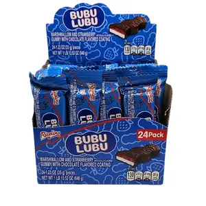 Bubu Lubu - Marshmallow And Strawberry, Gummy With Chocolate Flavored Coating / 24 Pieces Pack /