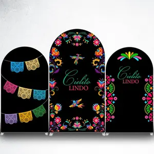 Mexican Floral Cielito Lindo Arch Backdrop Cover for Fiesta Party Decor