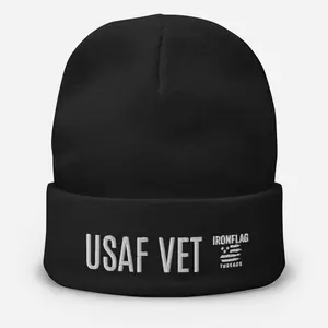 USAF VET Embroidered Beanie Iron Flag Threads Breathable Cotton Blend One Size Fits Most Warm Comfortable Winter Hat