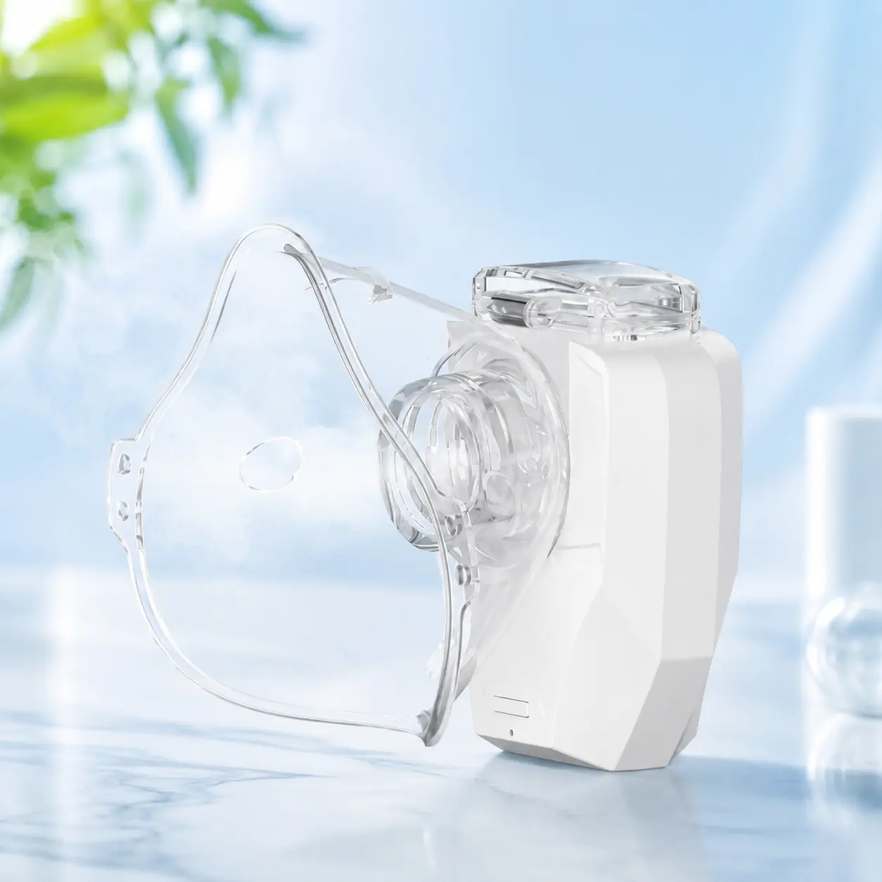 Portable Handheld Fine Mist Device, White Compact Design, Soft Mist Output, Low-Noise Operation, Easy-Clean Attachments, Travel-Friendly Storage