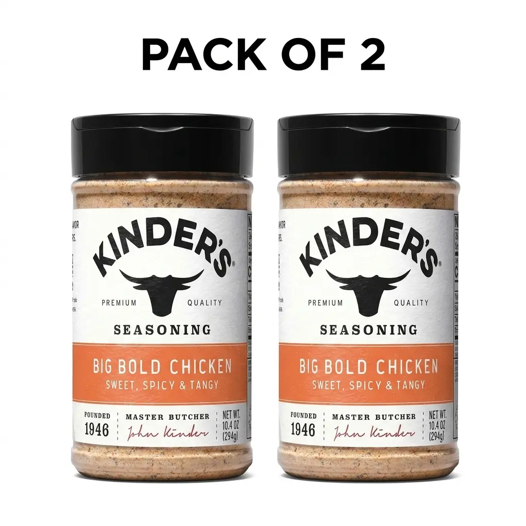 Pack of 2 Kinders Big Bold Chicken Seasoning Jumbo Size 10.4 oz Bottles — Piri Piri-Inspired Chicken Rub, Non-GMO, MSG-Free, Keto-Friendly, Gluten Free Flavor Spice