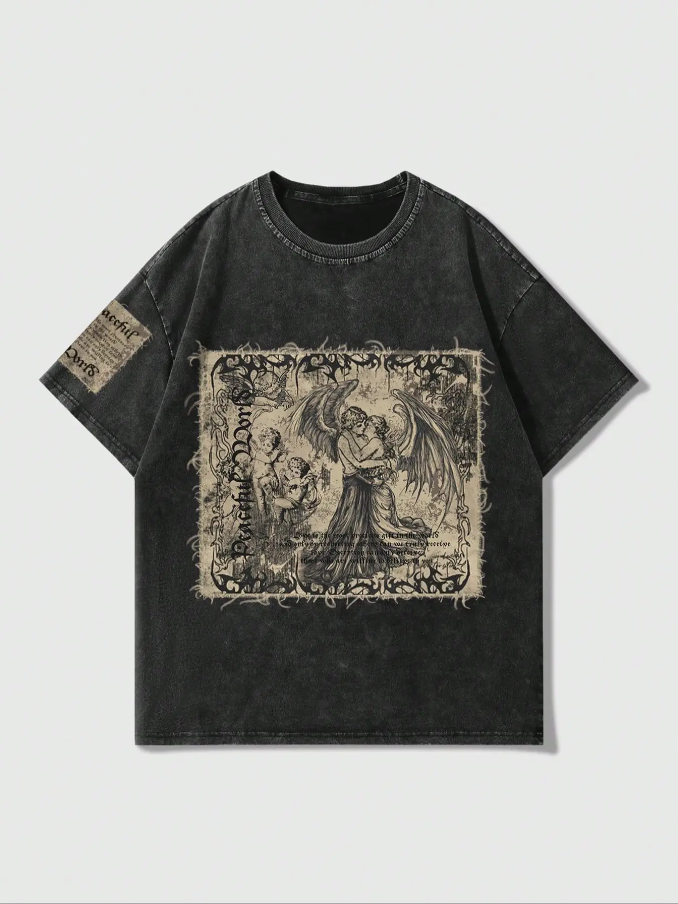 Men's Gothic retro Casual style streetwear snowflake graphic print short-sleeved fitted crew neck T-shirt, suitable for spring and summer wear.