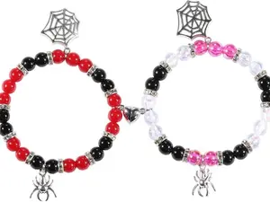 2pcs Spider Friendship Bracelet Stretch Bracelets With Spider Charm For Couple Halloween Valentines Christmas Birthday Gifts Trendy Bangles