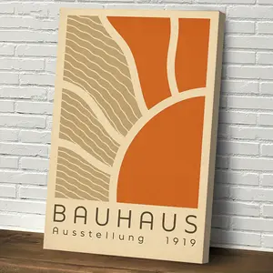 1pc, Bauhaus Exhibition 1919 Vintage Poster Canvas Print with Wooden Frame - Suitable for home, office, or gallery decoration, interior wall art - Bauhaus style decoration - Wooden framed art, home decor - Easy to hang