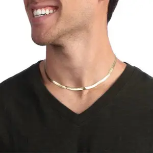 14k gold plated herringbone necklace
