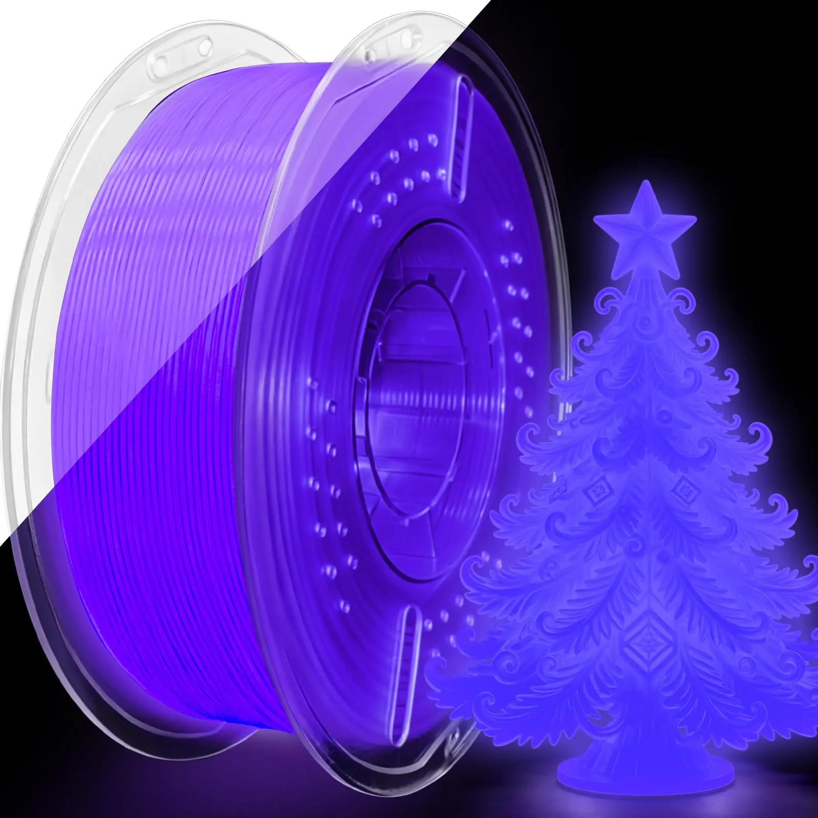 Glow in the Dark PLA+ Filament 1.75mm, Neatly Wound Luminous Bright 3D PLA+ Printing Filament, Powerful Luminescence & Long-Lasting Afterglow, Fit for Most 3D Printer - 1kg Spool (Purple)