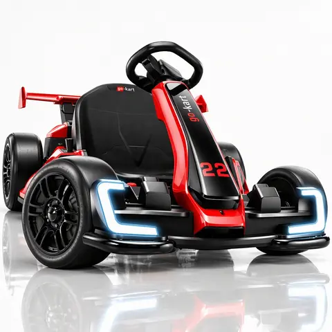 Hikole Electric Drift Go-Kart for Ages 6-12 (Up to 14Yrs) – Toys for Boys, Teen Boy Gifts Outdoors, 24V 10AH 300*2W Dual Motor Ride-On, 130LBS Capacity, Iron Frame, Real EVA Tires, 4-Position Adjustable Seat, 8.5MPH Top Speed, BT/FM/USB Music