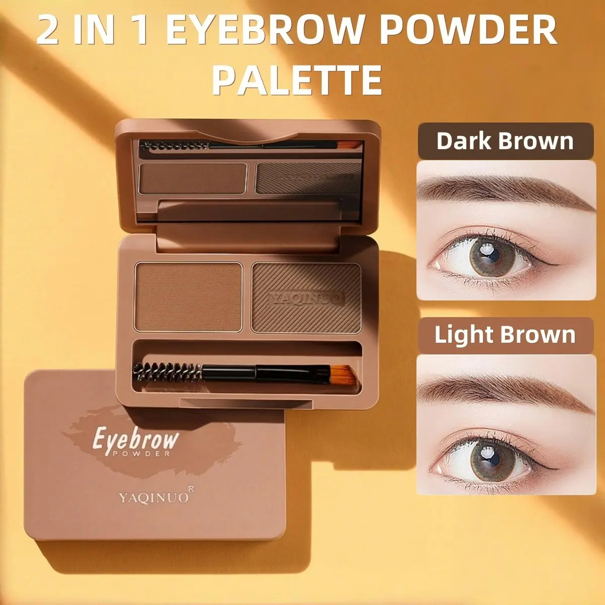 Eyebrow Powder Kit, 2 Colors Soft Eye Brow Tinted Powder Palette, Waterproof & Long Lasting, Dark/light Brow Filler, Professional Makeup, Eyebrow Tinting Kit
