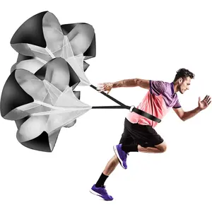 Running Parachute Pack of 2 - 56 Inch Speed Resistance Chute for Football, Basketball Training - Adults, Youth, Kids (Black)