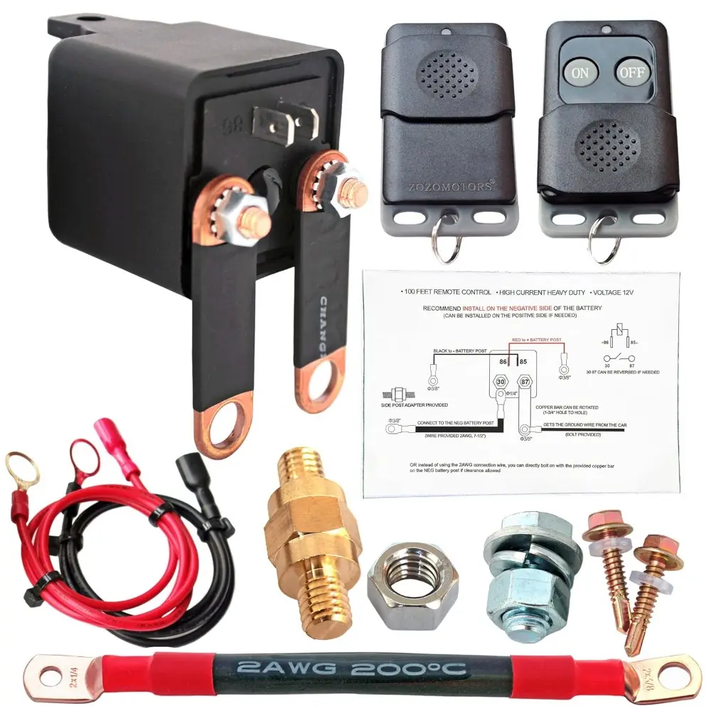3/8 Side Post Remote Battery Disconnect Switch 12V Battery Kill Switch For Car,Truck,UTV,ATV,Marine Anti Theft Battery Cut/Shut Off Switch, 200/1000 AMP Heavy Duty, On/Off