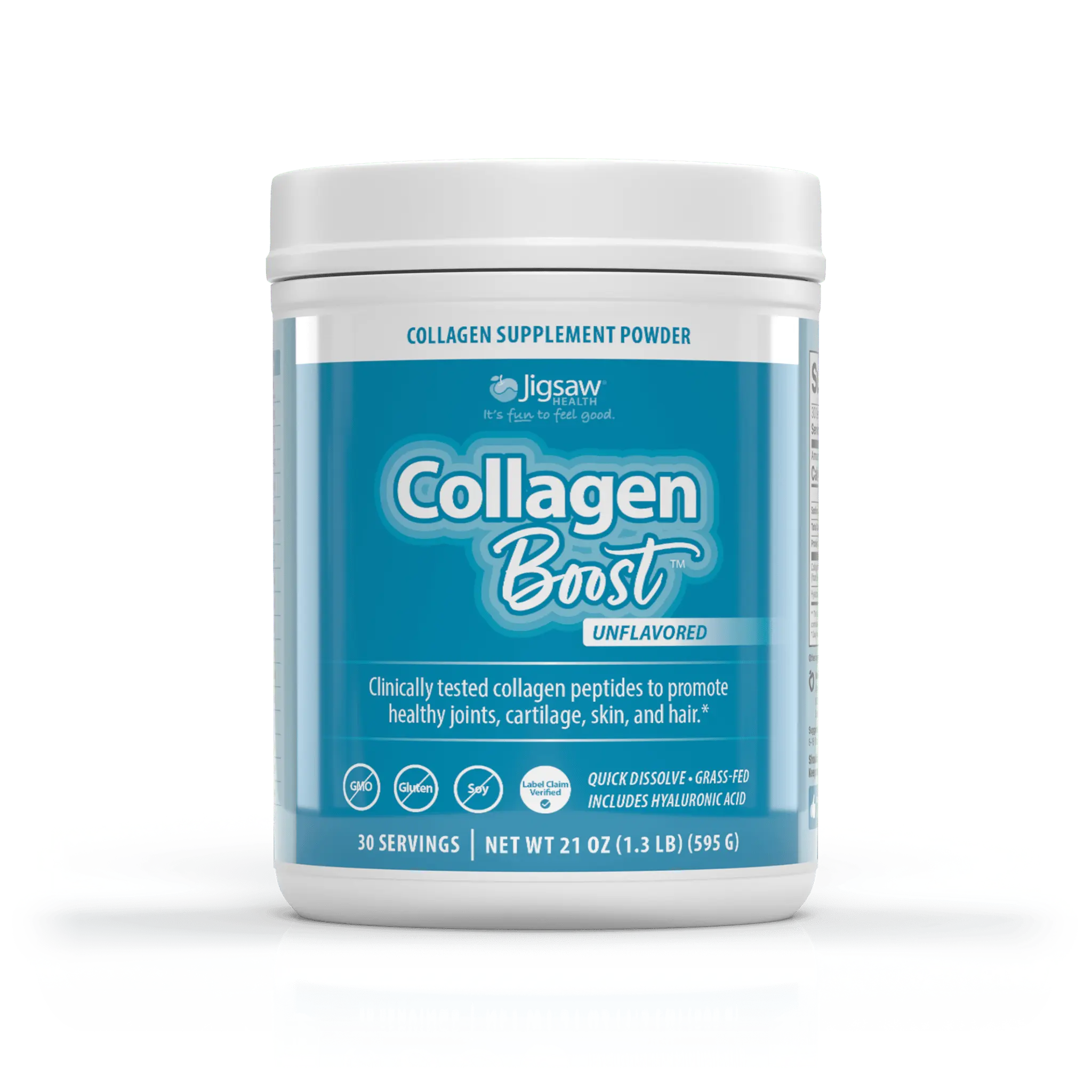 Jigsaw Health Collagen Boost - 30 Servings of Unflavored Collagen Peptides Powder with Bioactive Peptides for Skin Nails & Hair Support