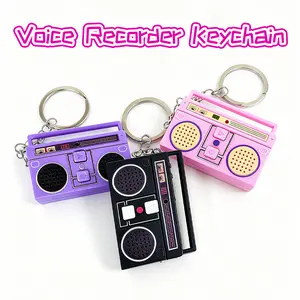 Recording Box 60s Mini Recorder Keychain Creative Purple & Pink Compact Stylish Design for Love Messages Daily Memos and Song Covers Ideal Couple Gift Birthday Gift Voice Recorder Keychain