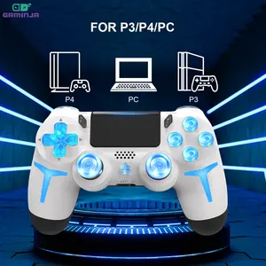 GAMINJA Wireless Controller For PS3/PS4/PC, RGB Lighting with Touchpad, 3D Joystick and Ergonomic Button Design, Ultimate Gaming Experience