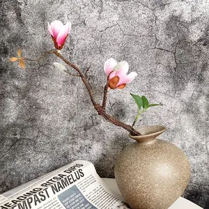 Artificial flowers and plants are suitable for outdoor decoration, fake silk magnolia flowers are UV-resistant, look realistic, suitable for flower pots, porches, terraces, balconies, gardens, indoor dining tables, 2 packs and 4 packs