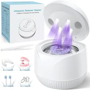 Dental Ultrasonic Retainer Cleaner Machine: 45kHz Dental Cleaning Pod with Digital Timer & 200ML, Deep Cleaning for Dentures, Mouth Guards, Aligners, Night Guards, Braces, Toothbrush Heads & Jewelry
