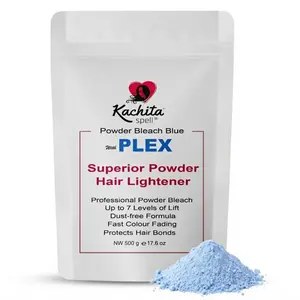 Kachita Spell Professional Blue Hair Powder Lightener with Plex, Dust-Free Formula for Balayage, Lightening, Highlights & Discoloration, Non-Drip, Superior Decoloracion 1.10 lb (500 g), Made in USA