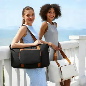 Foldable 60L Travel Duffel Bag, Flight - Friendly, Multi - Pocket, Water - Repellent, Lightweight, for Travel/Business/Daily, 2 - in - 1 Convertible   under seat carry on bag   white duffle bag