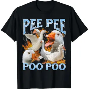 Plus Size Humorous Goose Meme Print T-Shirt