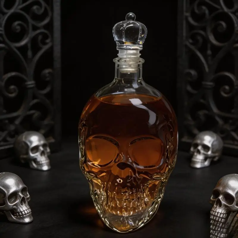 350ml Sovereign Skull Whiskey Decanter - 3D Skull Design Dark Retro Gothic Glass Liquor Storage Bottle, Anti-Yellowing Sealed Mouth Empty Vessel, Home Bar Decor & Unique Father's Day Gift for Dads, Mens Gifts, Father's Day Gifts, Unique Gifts For Man Stur