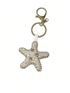 Summer Ocean-Themed Handmade Beaded Bag Charm, Starfish Shell Crab Design, Perfect for DIY Craft Projects & Accessories, Bag Charm Keychain