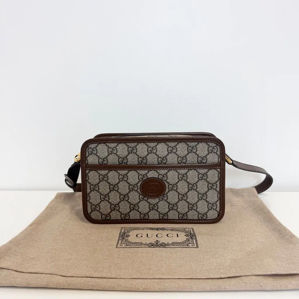Pre-owned GUCCI Italy Crossbody Bags GG Supreme Mini Messenger Bag
